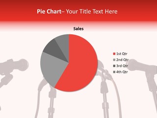 A Row Of Microphones With A Red Cord PowerPoint Template