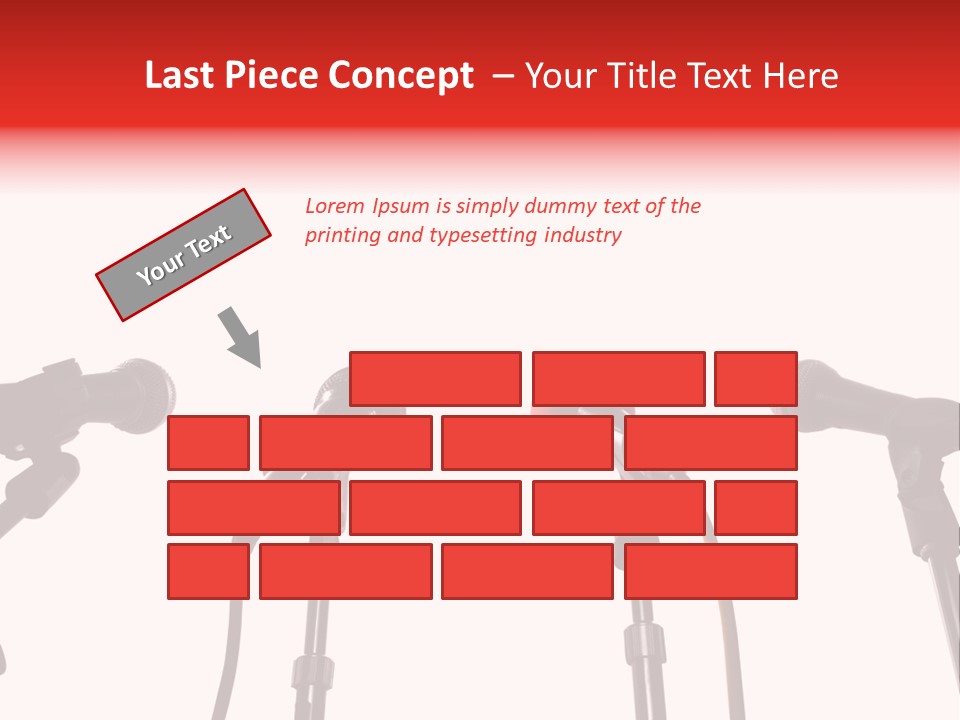A Row Of Microphones With A Red Cord PowerPoint Template