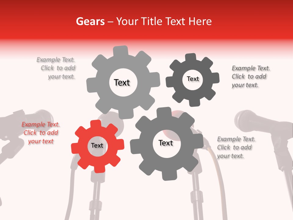 A Row Of Microphones With A Red Cord PowerPoint Template