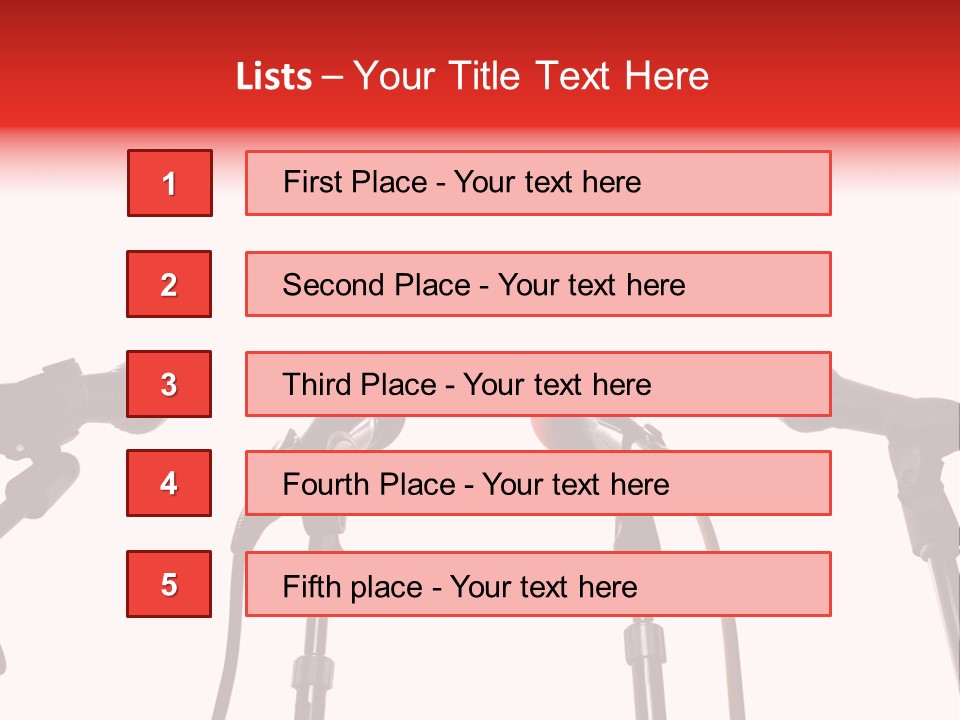 A Row Of Microphones With A Red Cord PowerPoint Template