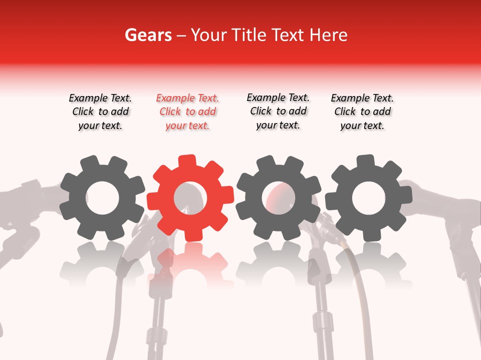 A Row Of Microphones With A Red Cord PowerPoint Template