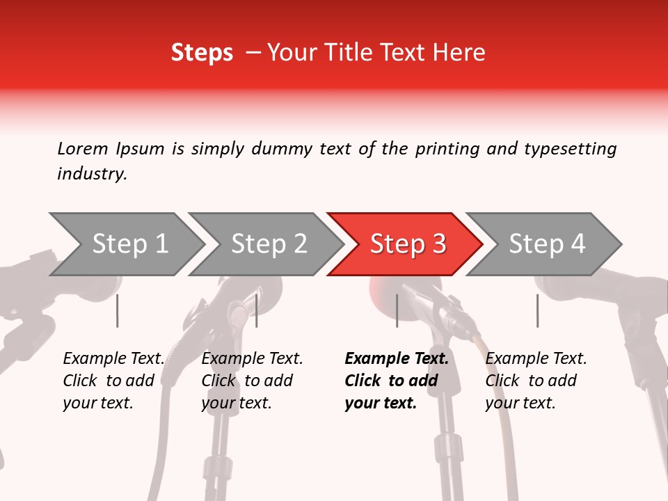 A Row Of Microphones With A Red Cord PowerPoint Template