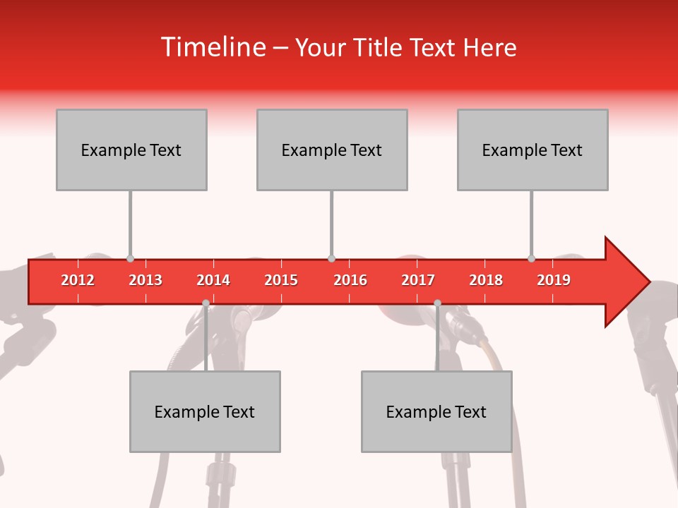 A Row Of Microphones With A Red Cord PowerPoint Template