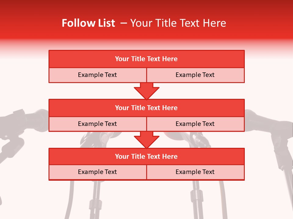 A Row Of Microphones With A Red Cord PowerPoint Template