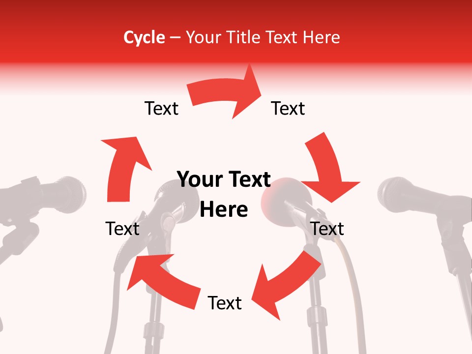 A Row Of Microphones With A Red Cord PowerPoint Template