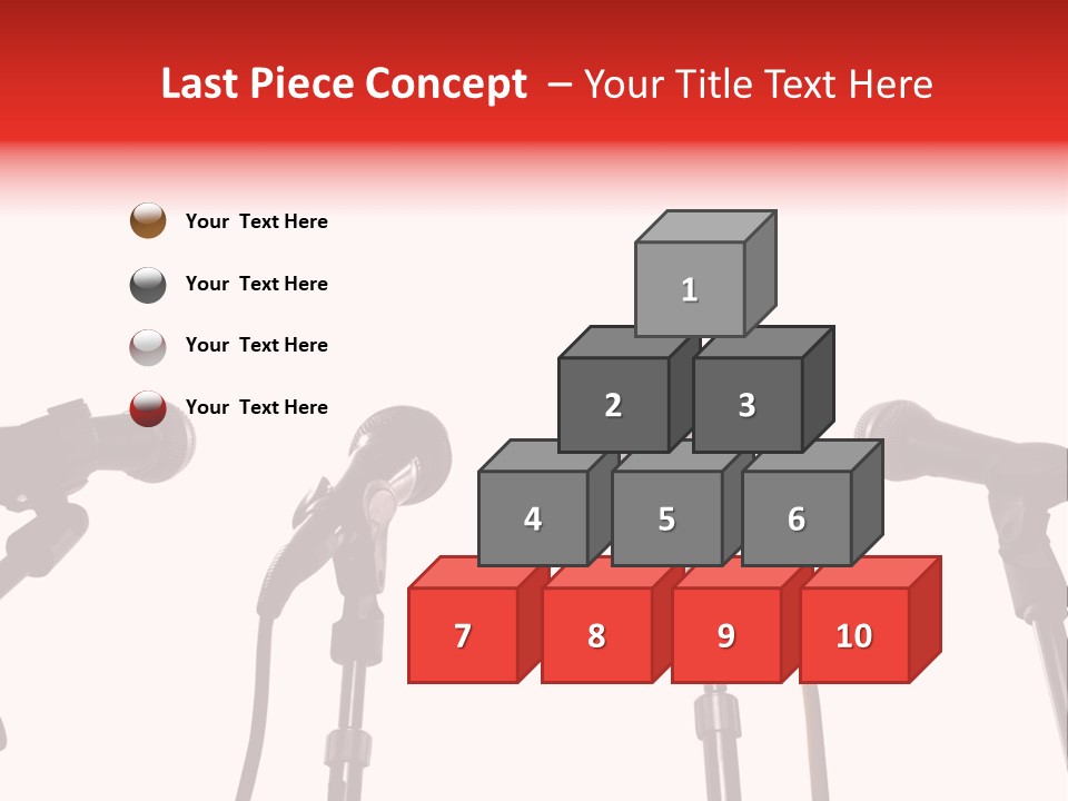 A Row Of Microphones With A Red Cord PowerPoint Template