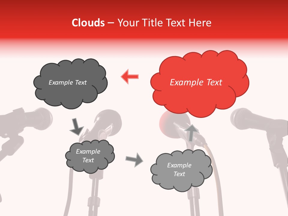 A Row Of Microphones With A Red Cord PowerPoint Template