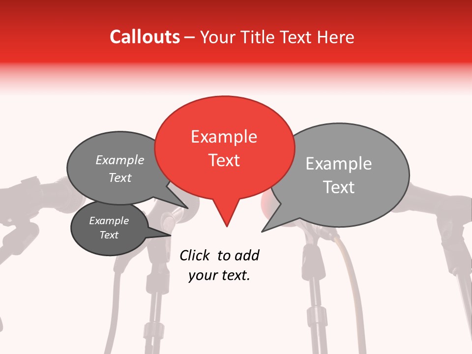 A Row Of Microphones With A Red Cord PowerPoint Template
