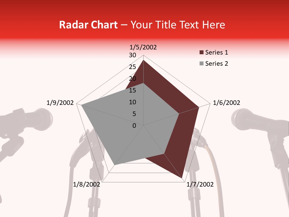 A Row Of Microphones With A Red Cord PowerPoint Template