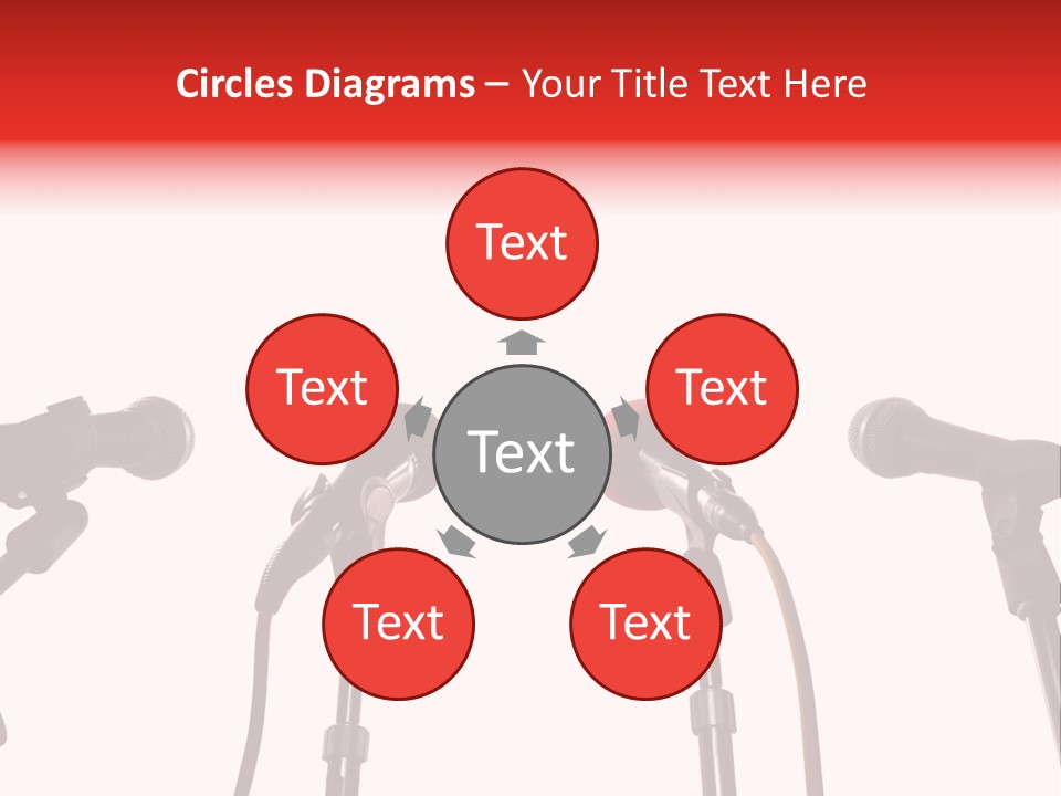 A Row Of Microphones With A Red Cord PowerPoint Template