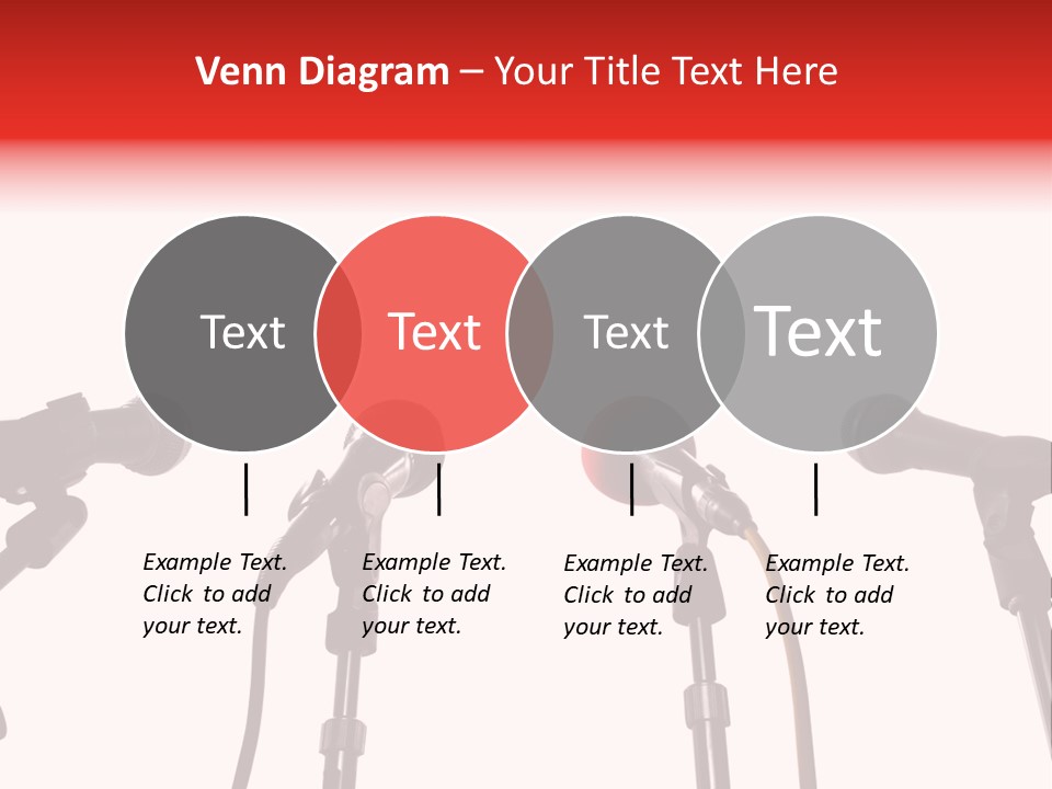 A Row Of Microphones With A Red Cord PowerPoint Template