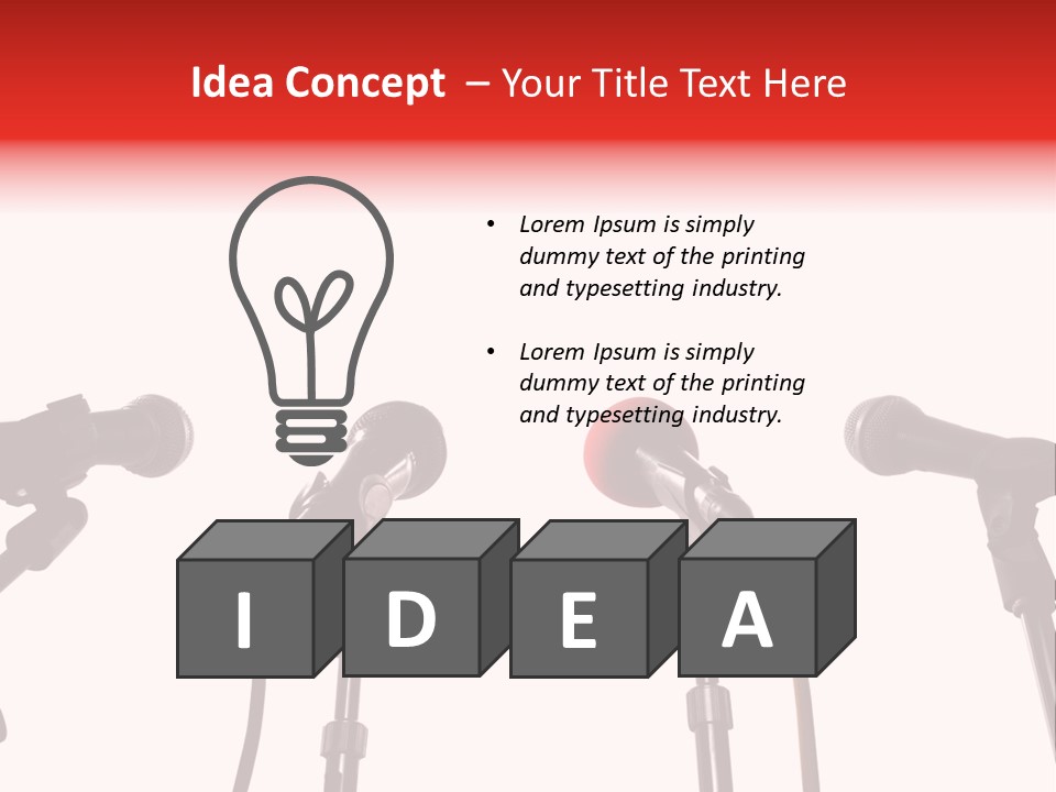 A Row Of Microphones With A Red Cord PowerPoint Template