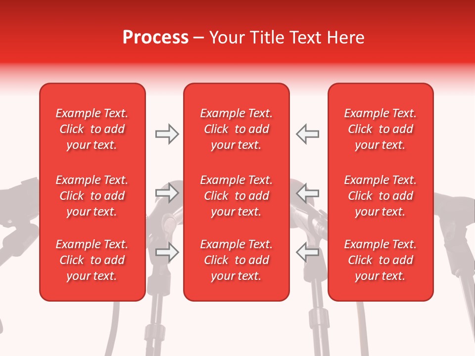 A Row Of Microphones With A Red Cord PowerPoint Template