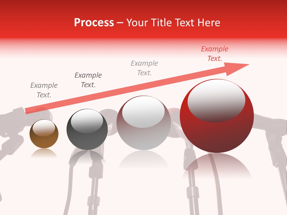 A Row Of Microphones With A Red Cord PowerPoint Template