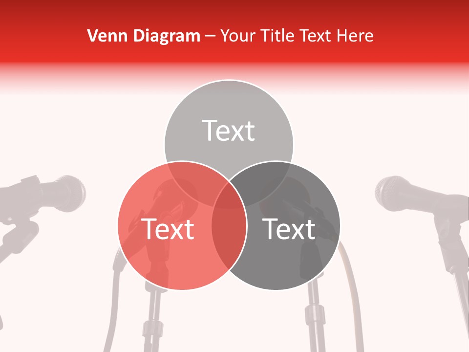 A Row Of Microphones With A Red Cord PowerPoint Template