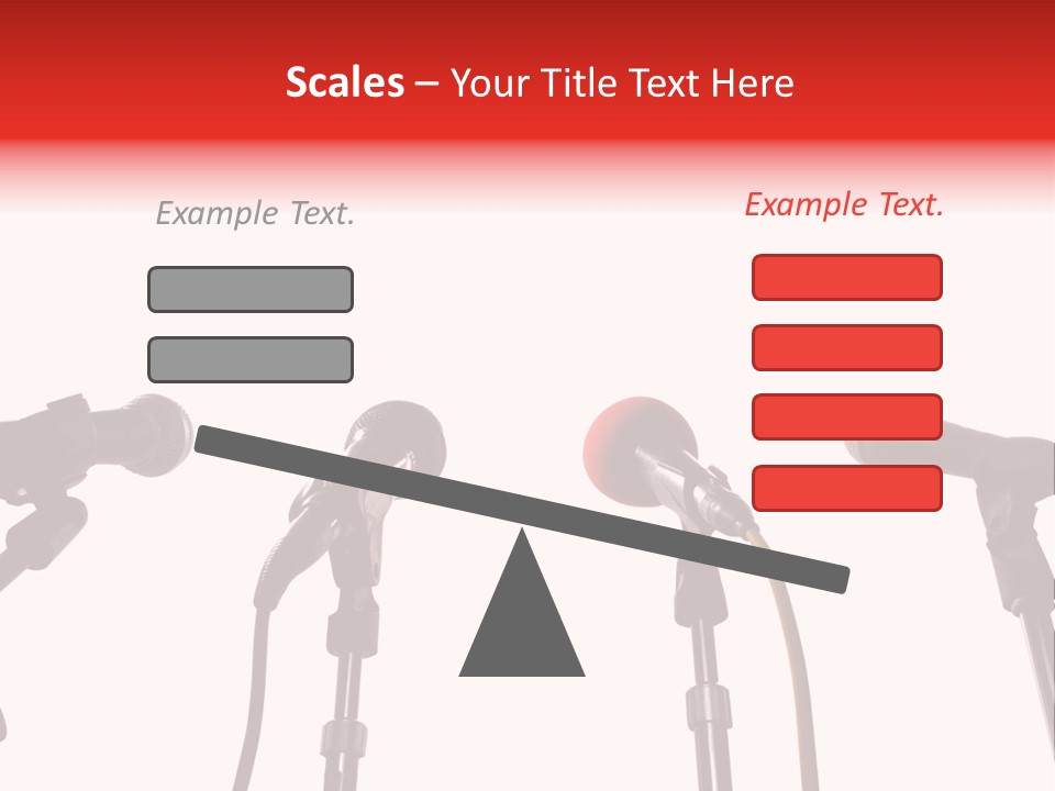 A Row Of Microphones With A Red Cord PowerPoint Template