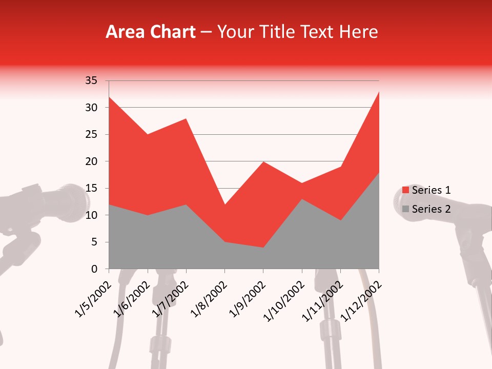 A Row Of Microphones With A Red Cord PowerPoint Template