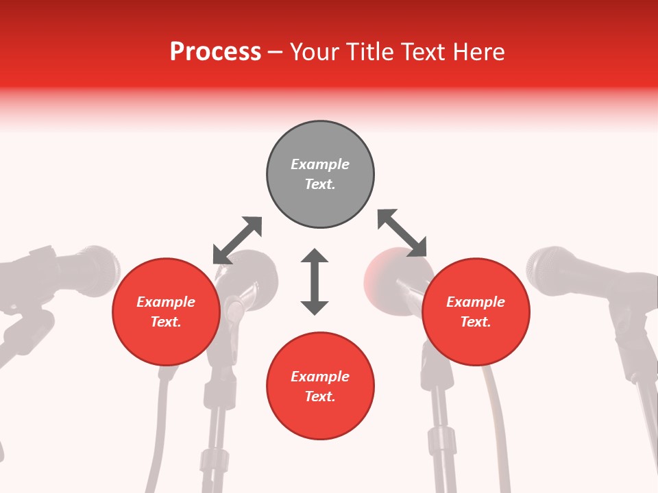 A Row Of Microphones With A Red Cord PowerPoint Template