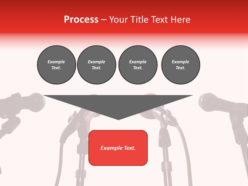 A Row Of Microphones With A Red Cord PowerPoint Template