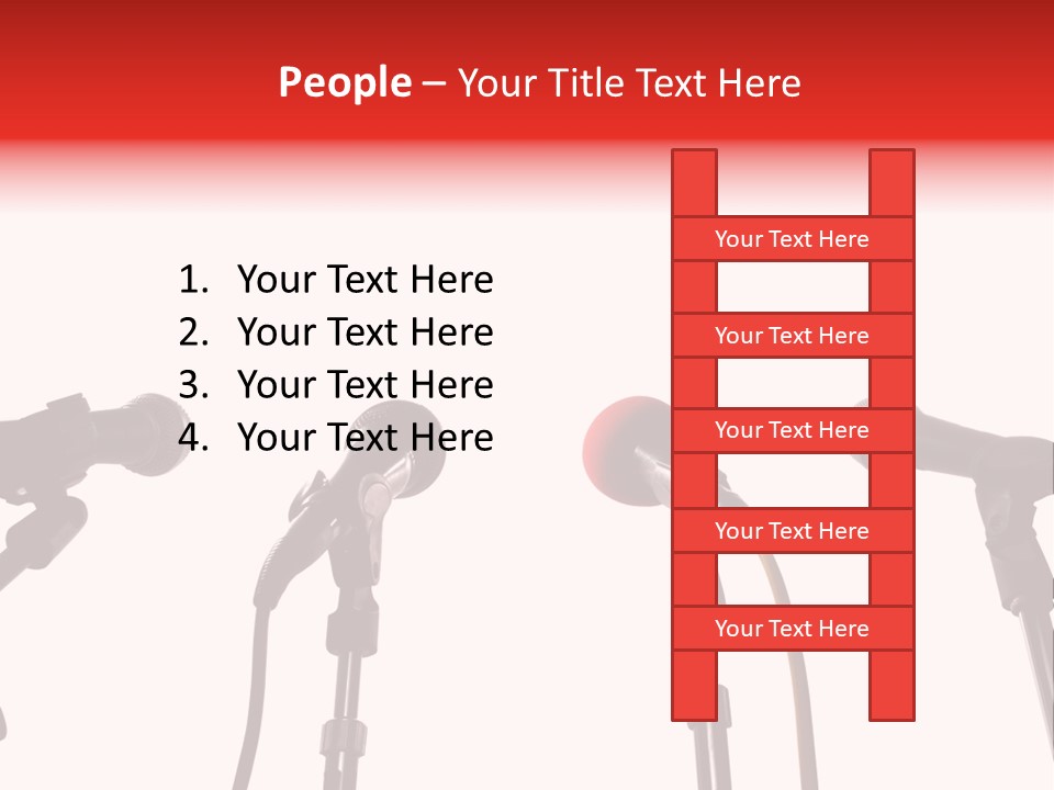 A Row Of Microphones With A Red Cord PowerPoint Template
