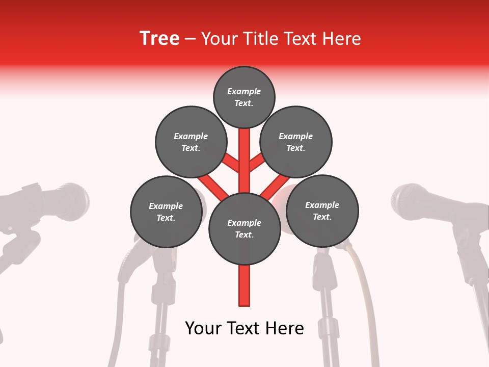 A Row Of Microphones With A Red Cord PowerPoint Template