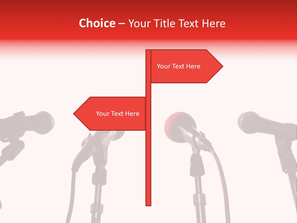 A Row Of Microphones With A Red Cord PowerPoint Template