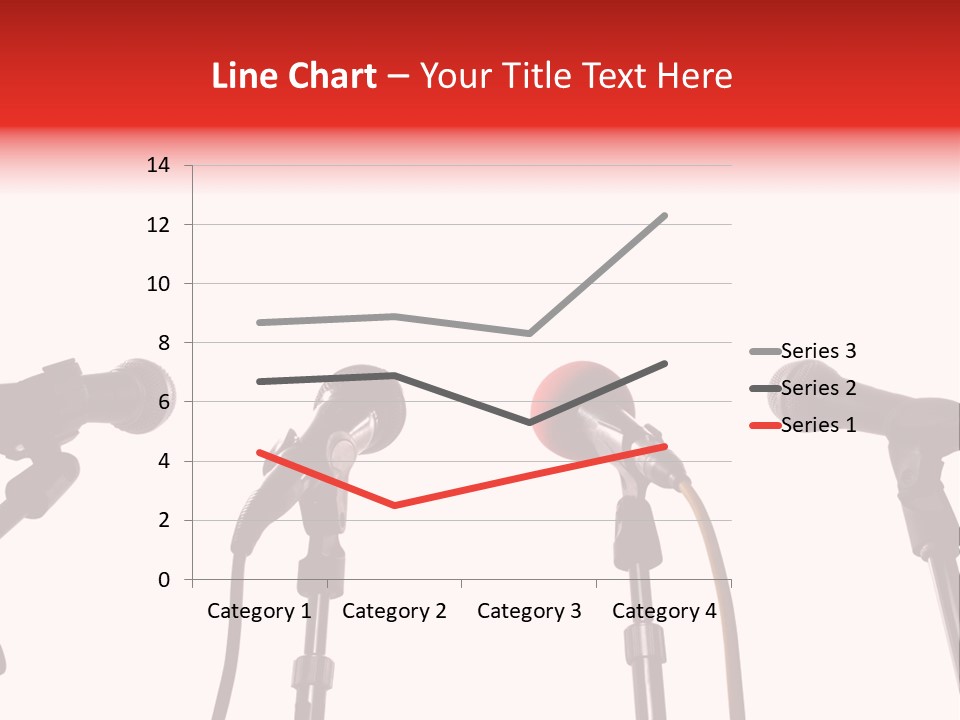 A Row Of Microphones With A Red Cord PowerPoint Template