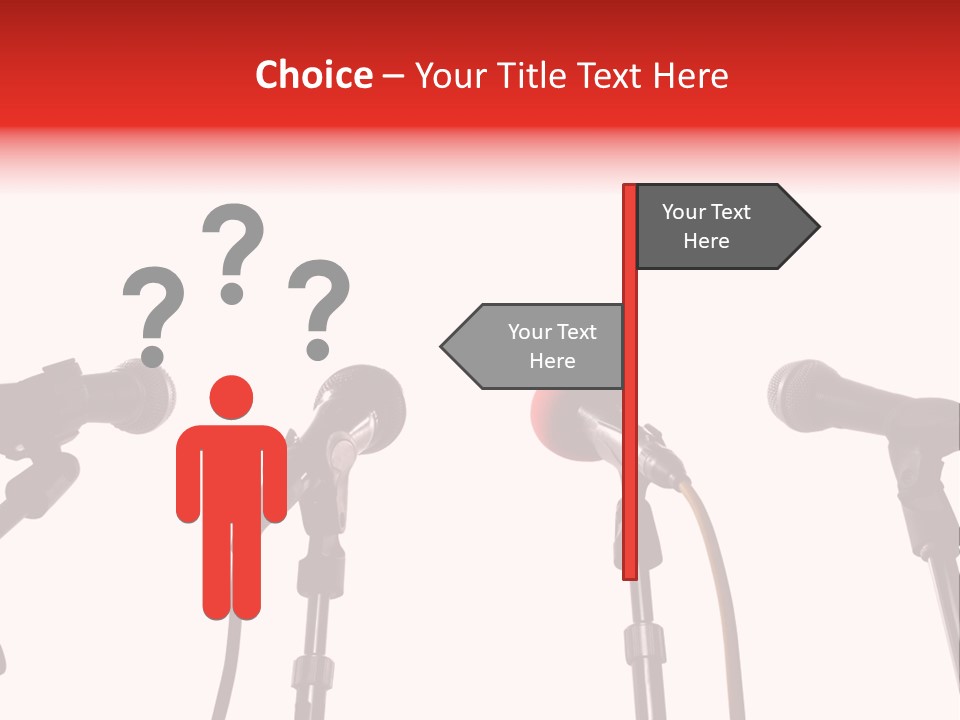 A Row Of Microphones With A Red Cord PowerPoint Template