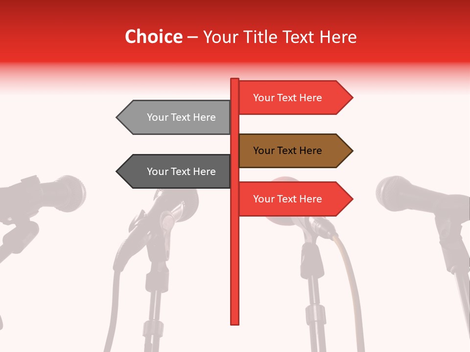 A Row Of Microphones With A Red Cord PowerPoint Template