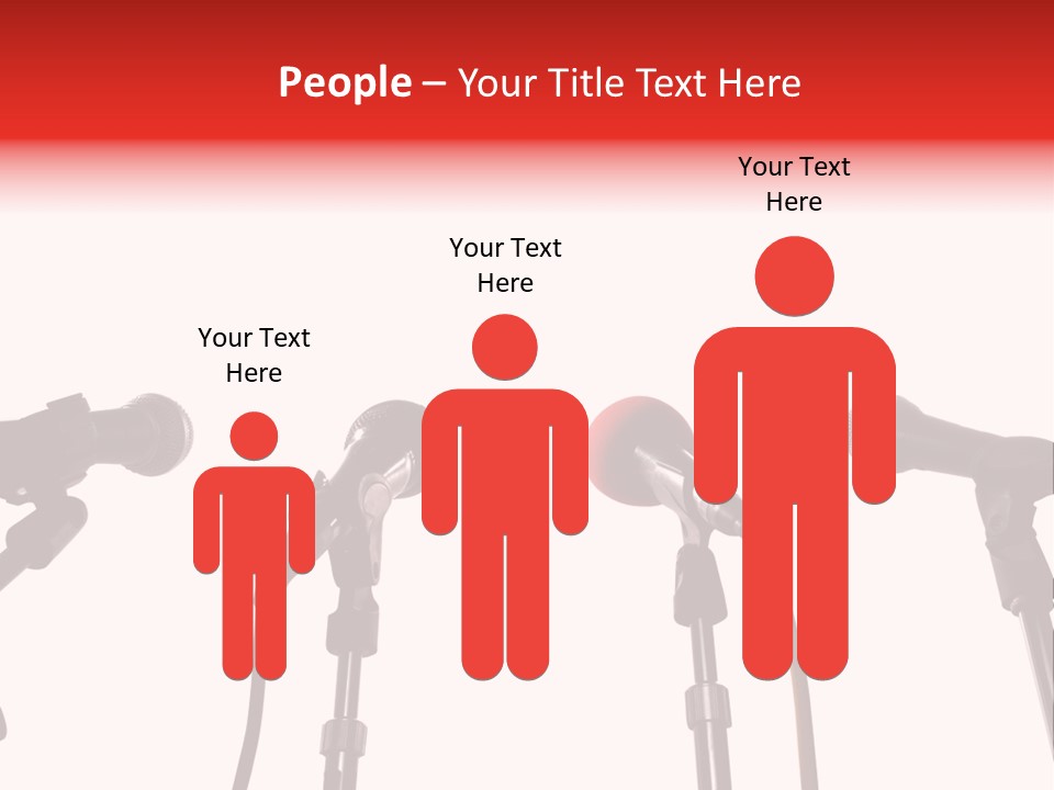 A Row Of Microphones With A Red Cord PowerPoint Template