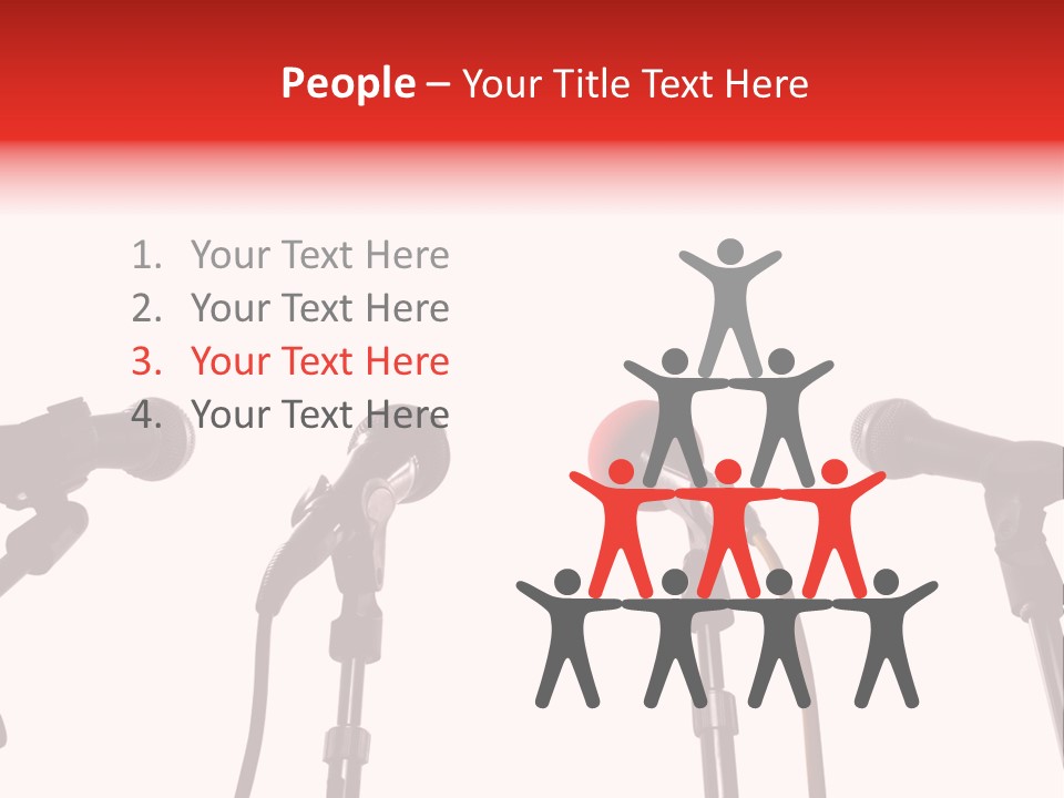 A Row Of Microphones With A Red Cord PowerPoint Template