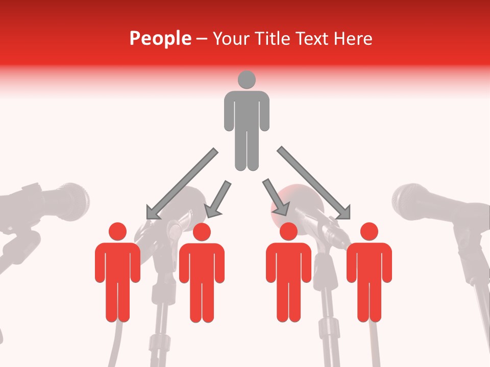 A Row Of Microphones With A Red Cord PowerPoint Template