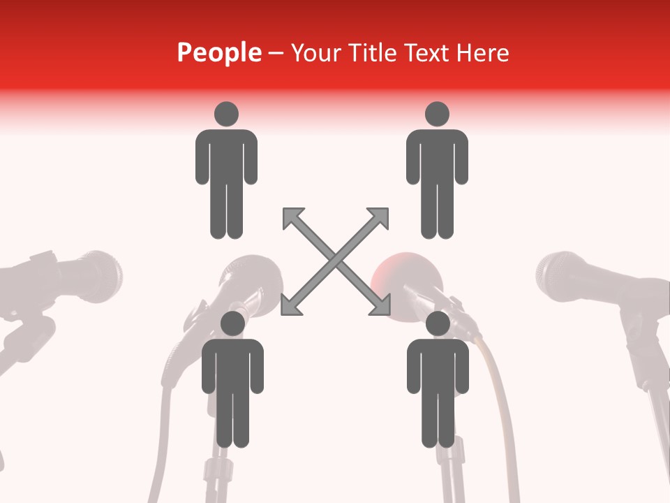 A Row Of Microphones With A Red Cord PowerPoint Template