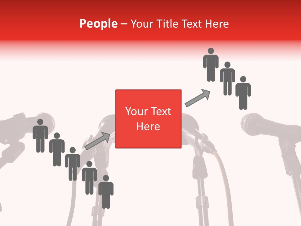 A Row Of Microphones With A Red Cord PowerPoint Template