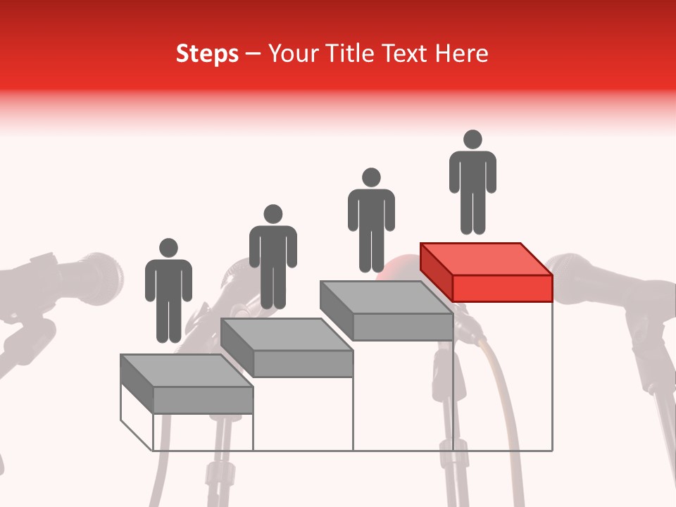 A Row Of Microphones With A Red Cord PowerPoint Template