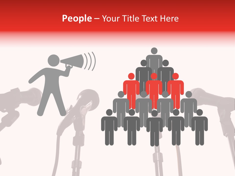 A Row Of Microphones With A Red Cord PowerPoint Template