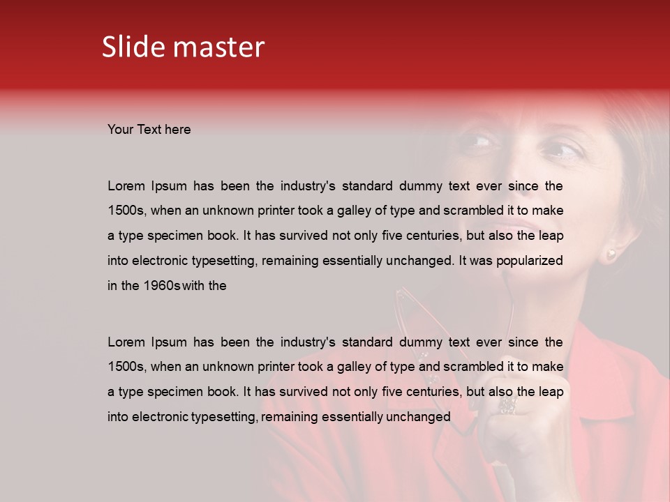 Mid  Woman Holding Glasses And Looking Sidewards PowerPoint Template