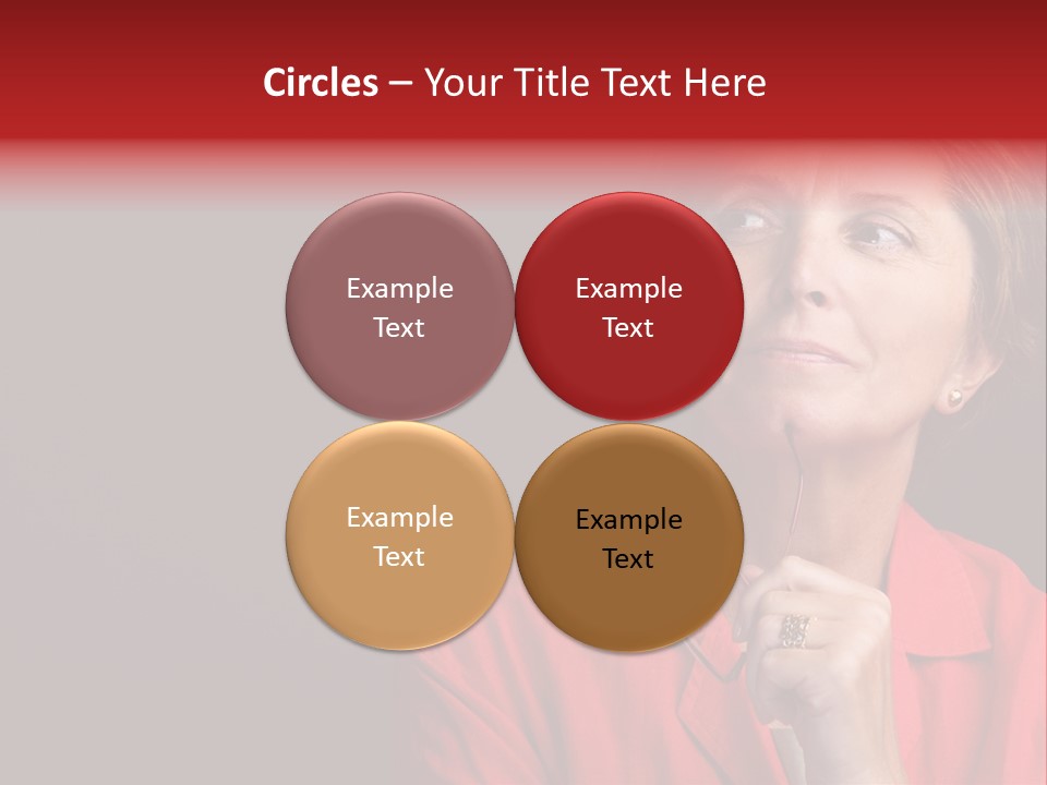 Mid  Woman Holding Glasses And Looking Sidewards PowerPoint Template