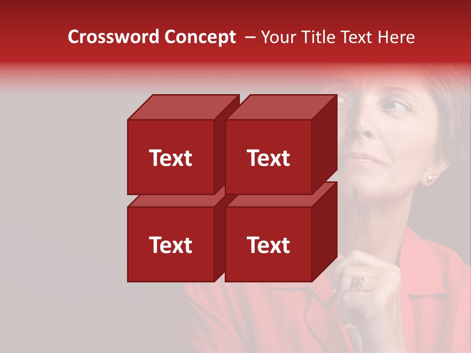 Mid  Woman Holding Glasses And Looking Sidewards PowerPoint Template