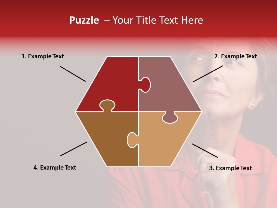 Mid  Woman Holding Glasses And Looking Sidewards PowerPoint Template