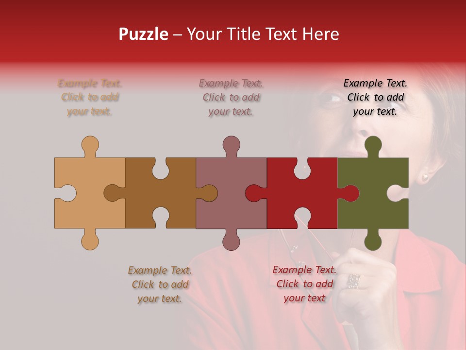 Mid  Woman Holding Glasses And Looking Sidewards PowerPoint Template