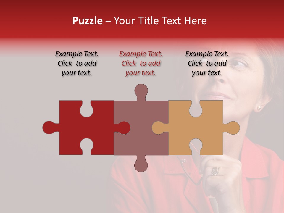 Mid  Woman Holding Glasses And Looking Sidewards PowerPoint Template