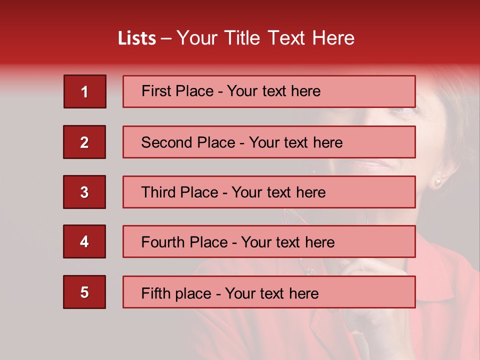 Mid  Woman Holding Glasses And Looking Sidewards PowerPoint Template