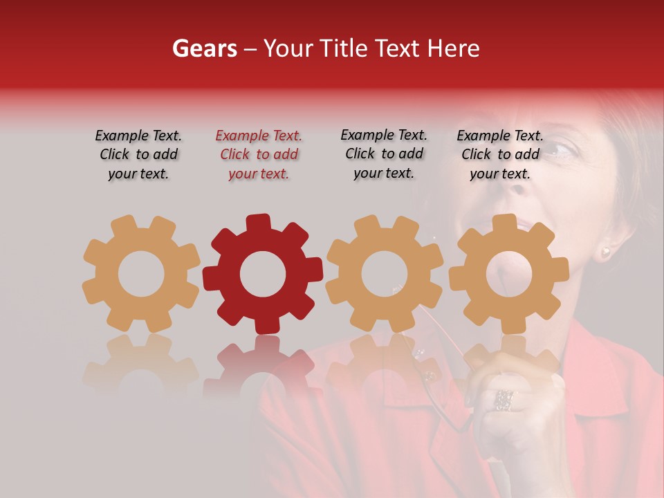 Mid  Woman Holding Glasses And Looking Sidewards PowerPoint Template