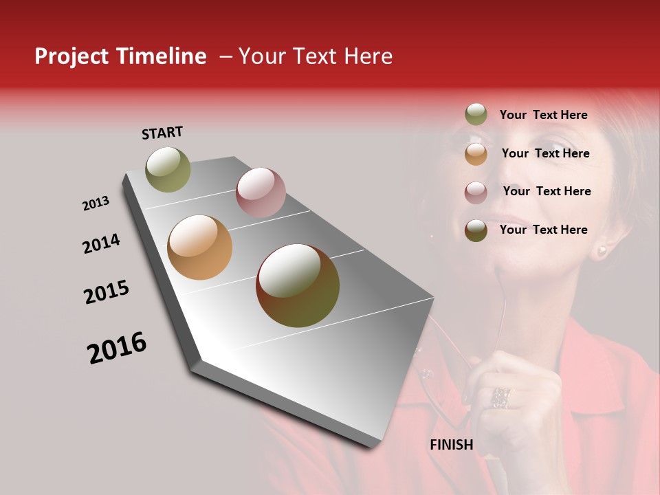 Mid  Woman Holding Glasses And Looking Sidewards PowerPoint Template