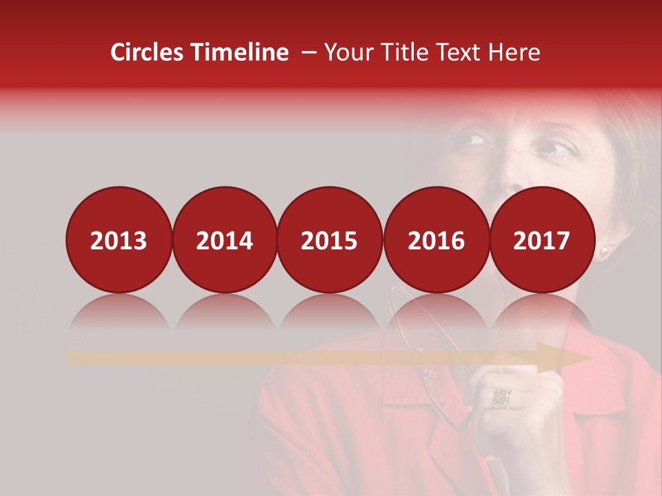 Mid  Woman Holding Glasses And Looking Sidewards PowerPoint Template