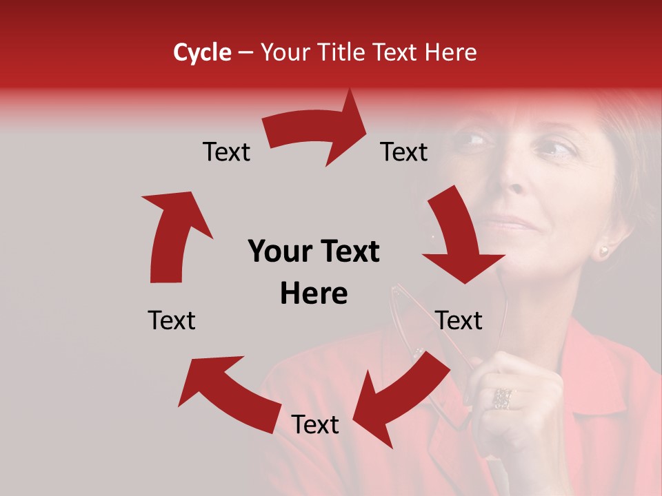 Mid  Woman Holding Glasses And Looking Sidewards PowerPoint Template