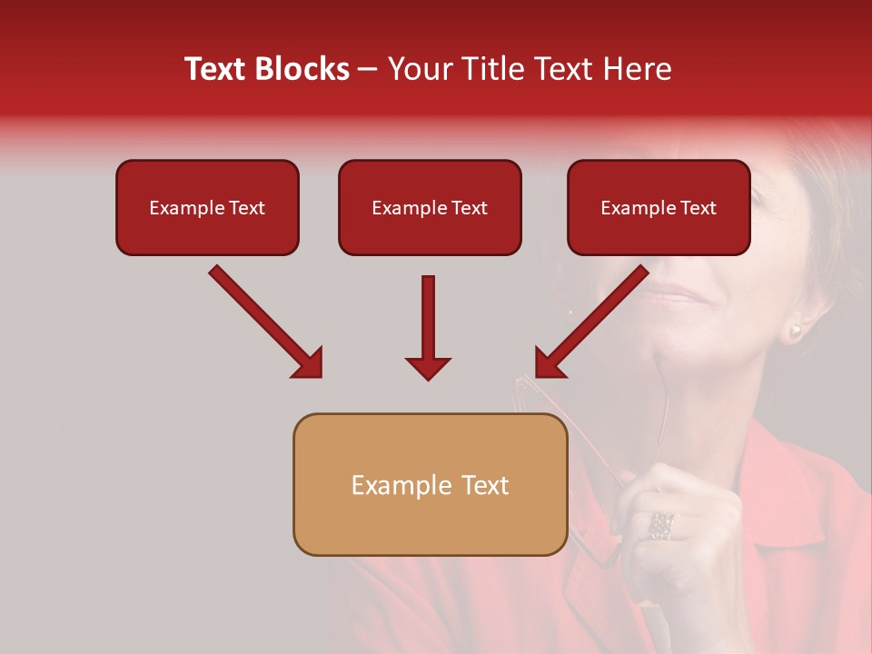 Mid  Woman Holding Glasses And Looking Sidewards PowerPoint Template