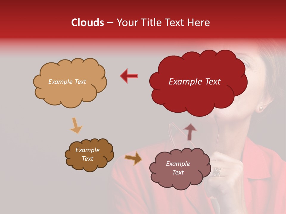 Mid  Woman Holding Glasses And Looking Sidewards PowerPoint Template