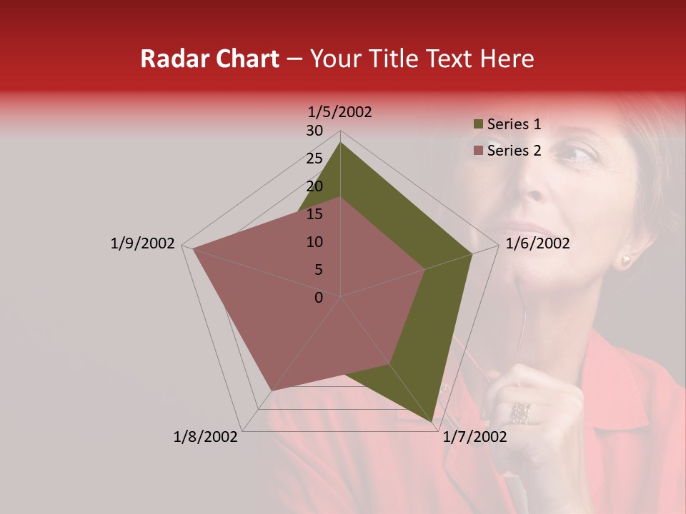 Mid  Woman Holding Glasses And Looking Sidewards PowerPoint Template